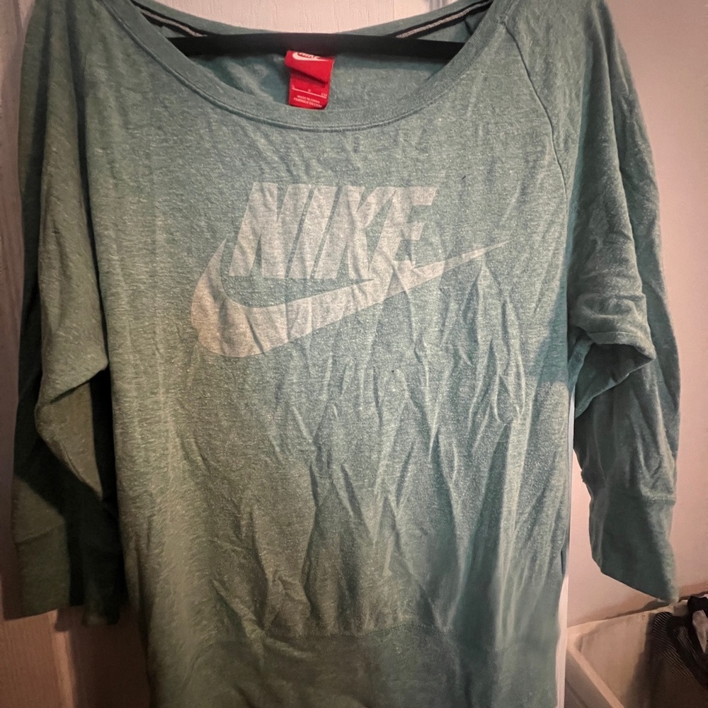 Nike off the shoulder sweater. Light blue, size small.